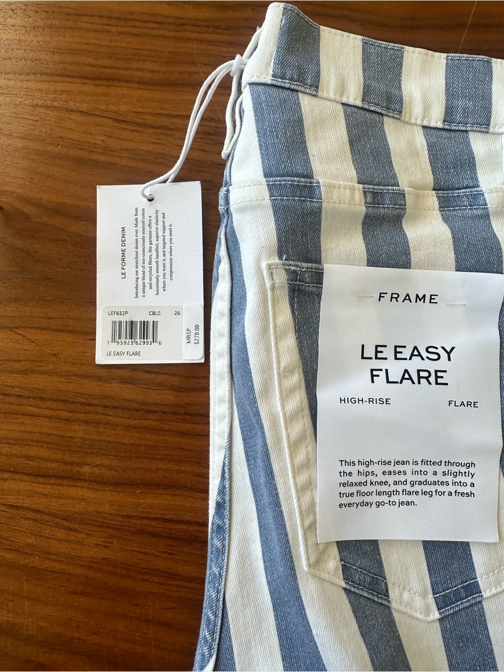 Frame Denim Blue and White Striped Le Easy Flare Jeans - Picture 5 of 5